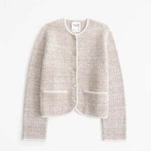 Abercrombie & Fitch Women's Novelty Button Tweed-Inspired Sweater Jacket Large